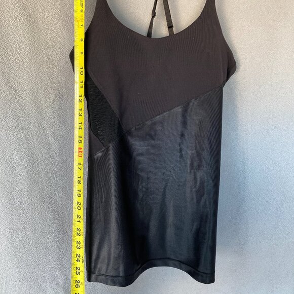 Splits59 Black Strappy Performance Tank Top | Mesh & Faux Leather Detail | S-M - Picture 2 of 7